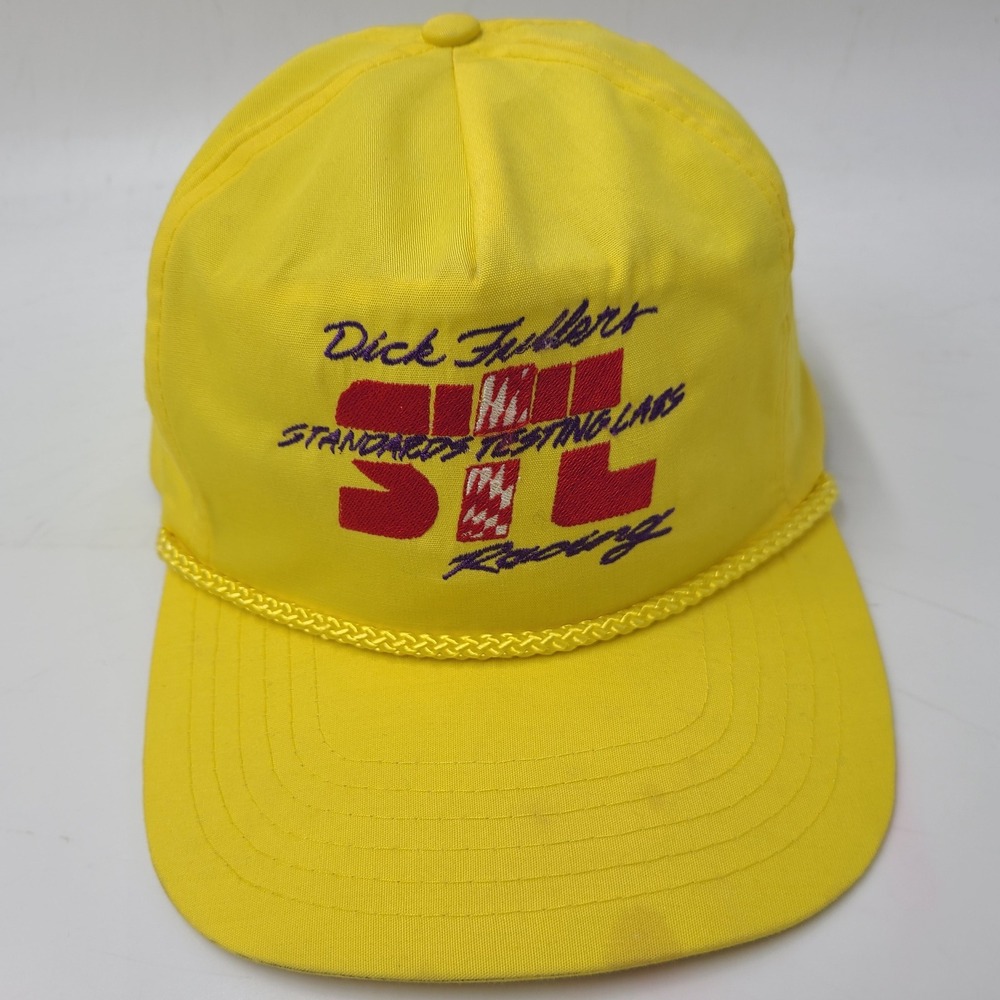 Vintage Dick Fullers Standard Testing Labs Hat Strapback Yellow Rope Racing‎ Men